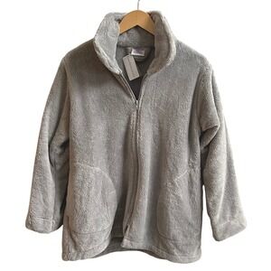 Melsimo by Towel Selections Gray Fleece Zip‎ Up Jacket Cozy Women's Medium NWT